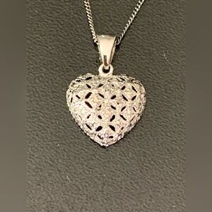 DESIGNER STS 925 STERLING DIAMOND HEART PENDANT NECKLACE